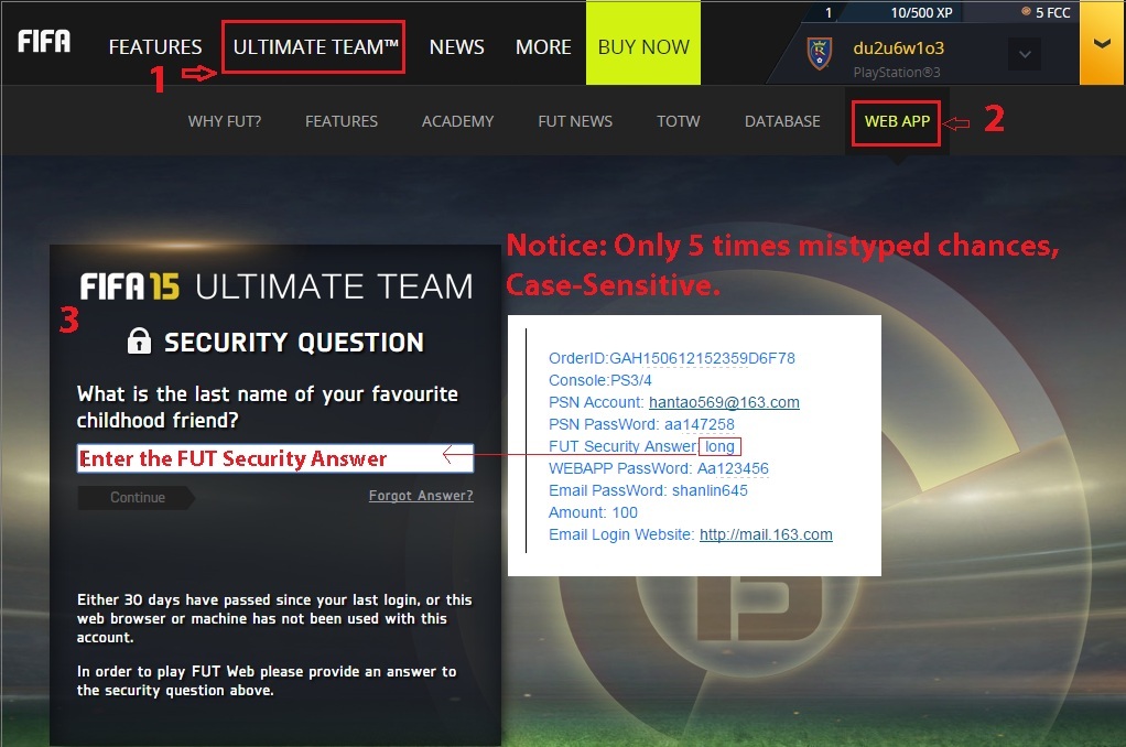 FIFA Ultimate Team : Account Safety