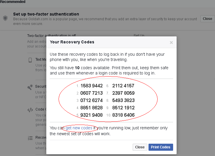 How To Get Facebook Recovery Codes