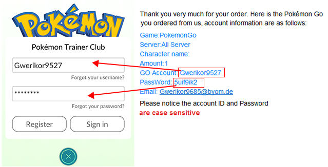 What is Pokemon Go's password?