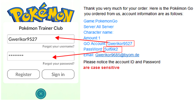 Log in to your Pokémon Trainer Club account