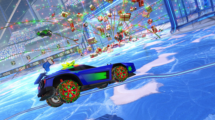 rocket league frosty fest (christmas) event new items - snowflakes currency, yuletide aerials, goal explosions, decryptors, new crate