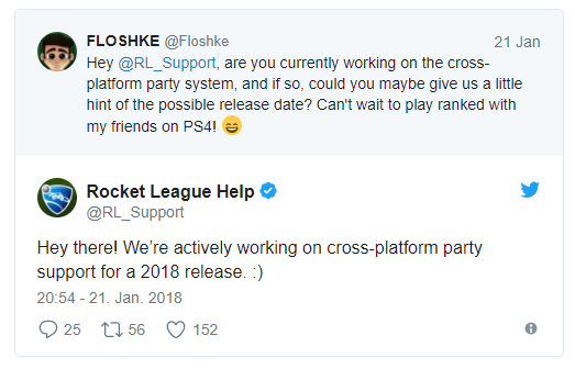 rocket league crossplay groups in 2018 according to the developer