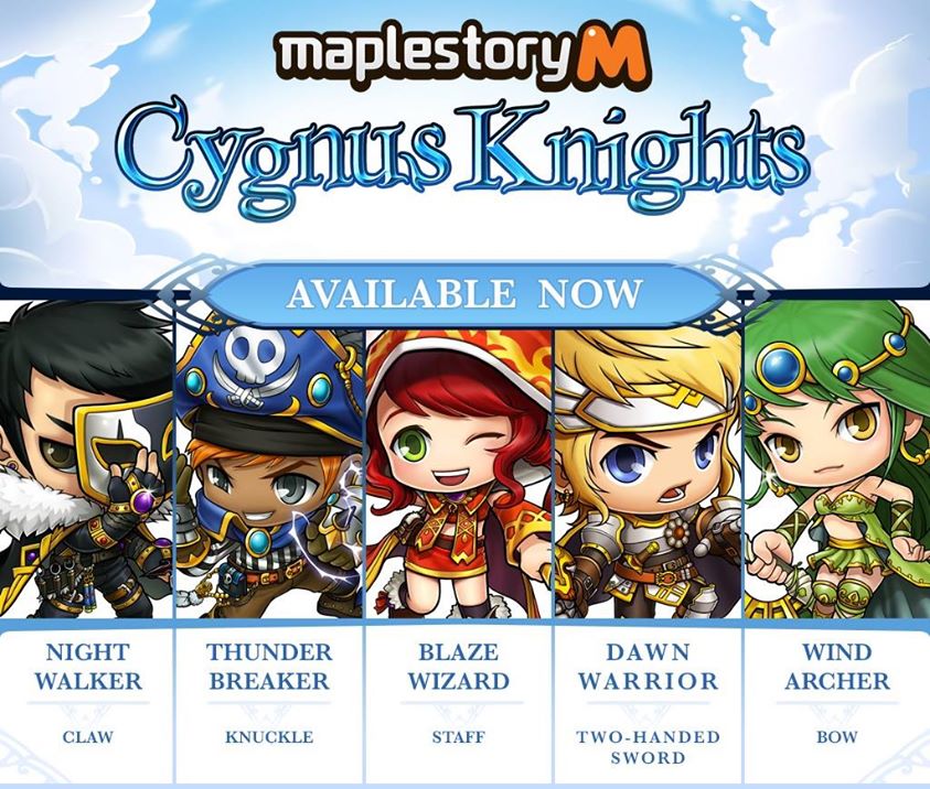 MapleStory M Cygnus Knights - Five Classes