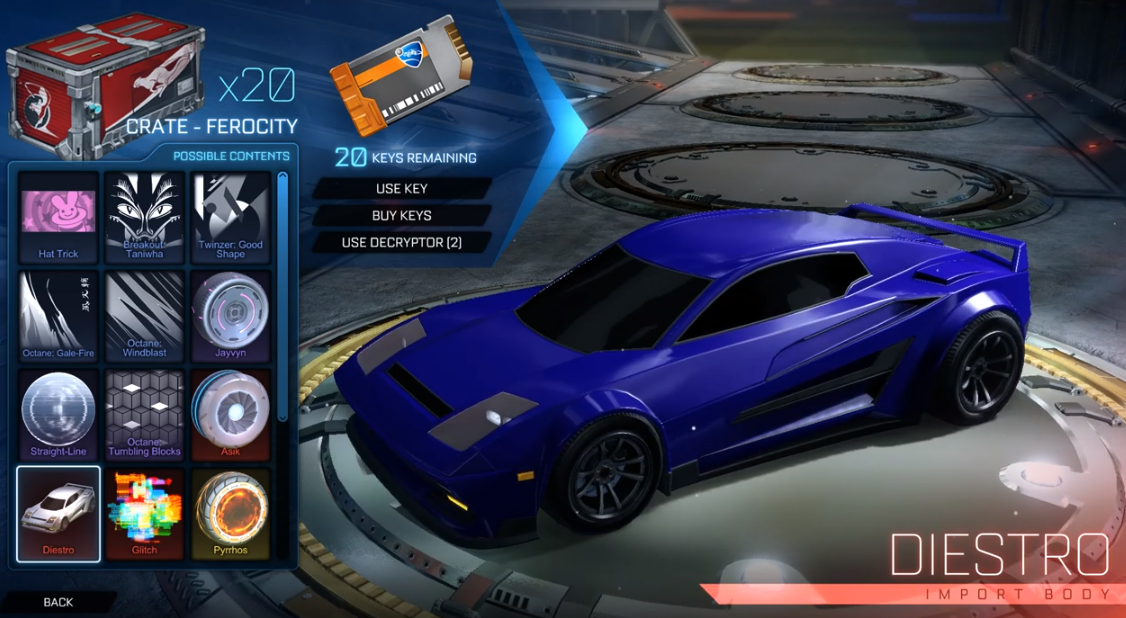 rocket league ferocity crate items & contents 1