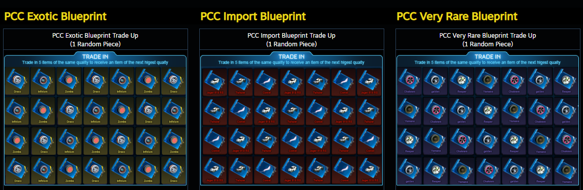 Rocket League Blueprints Trade Up Items For Sale - AOEAH