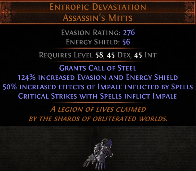 POE 3.20 New Unique Items - Entropic Devastation Assassin's Mitts