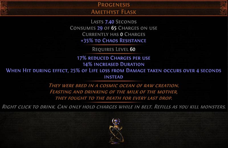 POE 3.20 New Unique Items - Progenesis Amethyst Flask