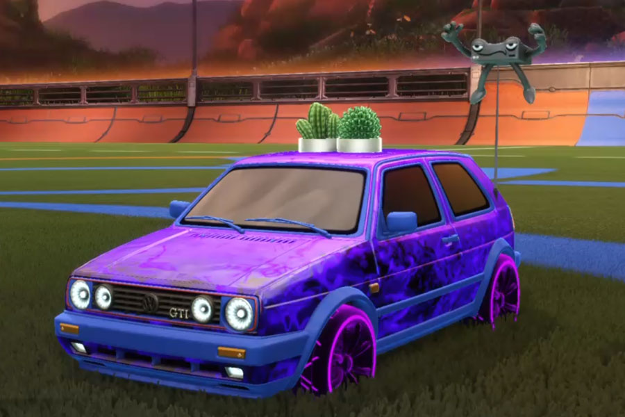 Rocket league Volkswagen Golf GTI Cobalt design with Glonex:Holographic,Lava,Div,Dissolver,Succulents,Classic,Binary