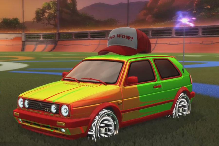 Rocket league Volkswagen Golf GTI Crimson design with Tanker:Infinite,Proton,Star Burst,Wet Paint,Trucker Hat,Classic,Balck Warp Wave