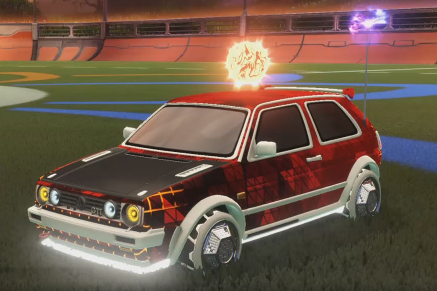 Rocket league Volkswagen Golf GTI RLE Titanium White design with Throned,Corbital,Star Burst,Trigon,Corbital,Classic,Corbital