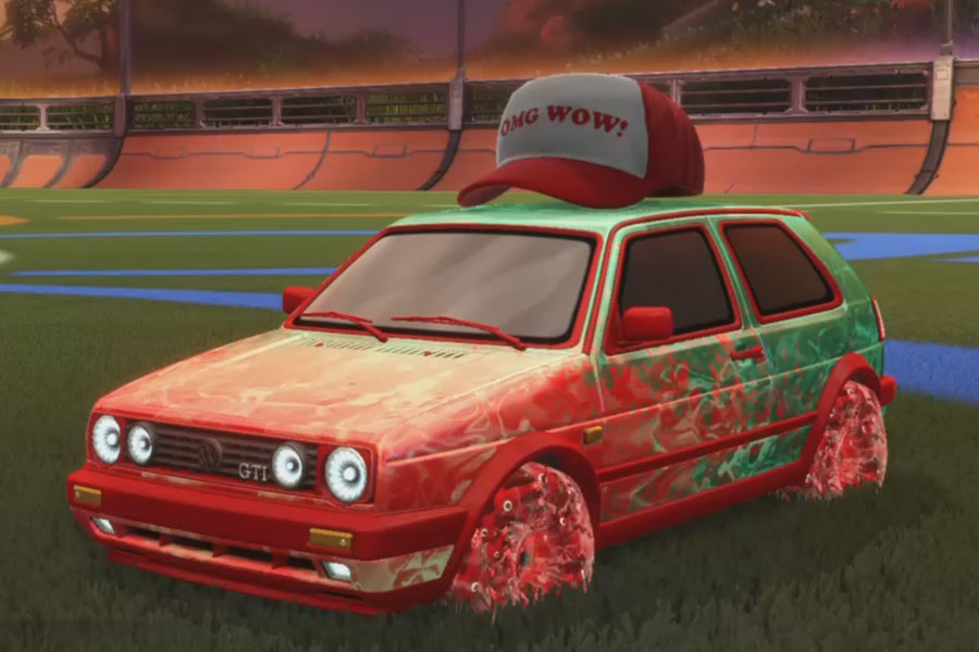 Rocket league Volkswagen Golf GTI Crimson design with School'd,Phase-R,Dissolver,Trucker Hat,Classic,Lightspeed