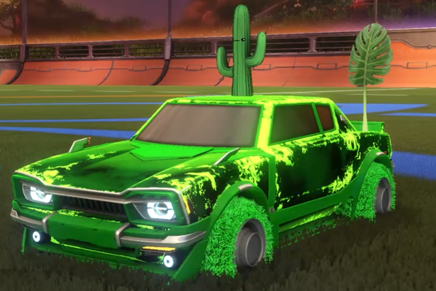 Rocket league Dingo Forest Green design with Green Machine,Flamethrower Green,Green Leaf,Fire God,Prickly Cactus,Ekg - Omg