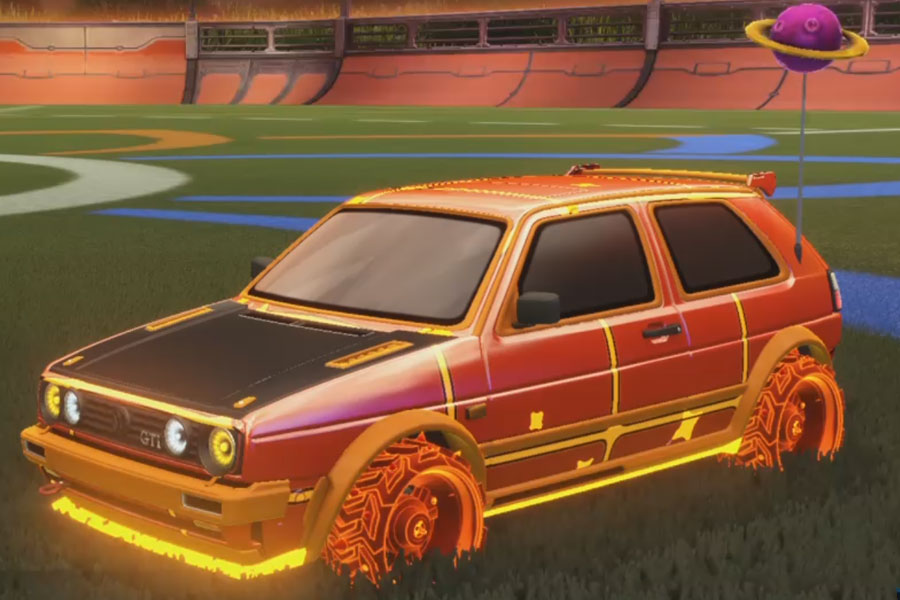 Rocket league Volkswagen Golf Gti Rle Orange design with uinator: Inverted,Green Vaticinator