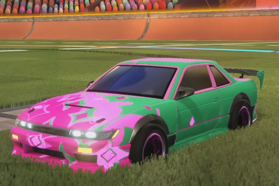 Rocket league Nissan Silvia Rle Pink design with Maelstrom,Slish-Slosh