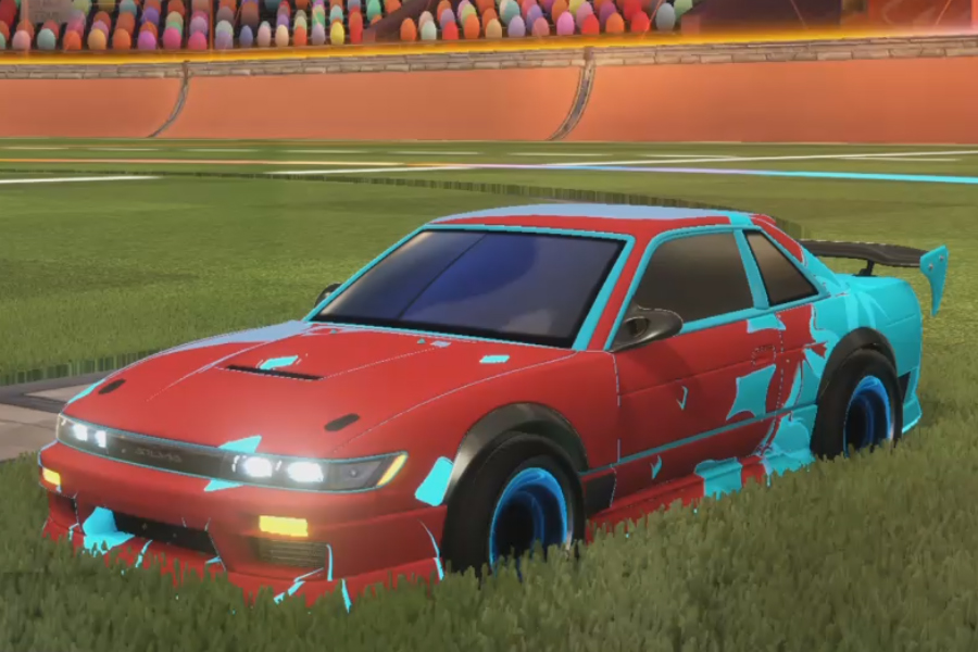Rocket league Nissan Silvia Rle Sky Blue design with Maelstrom,Slish-Slosh