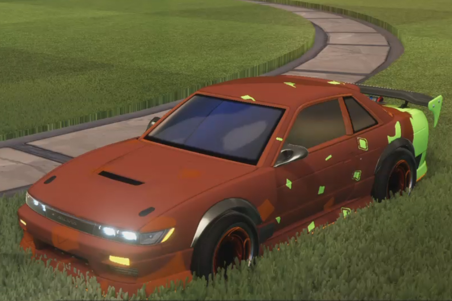 Rocket league Nissan Silvia Rle Burnt Sienna design with Maelstrom,Laser-Light,Slish-Slosh,Smoketrail