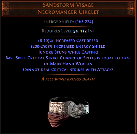 POE 3.22 New Uniques - Sandstorm Visage