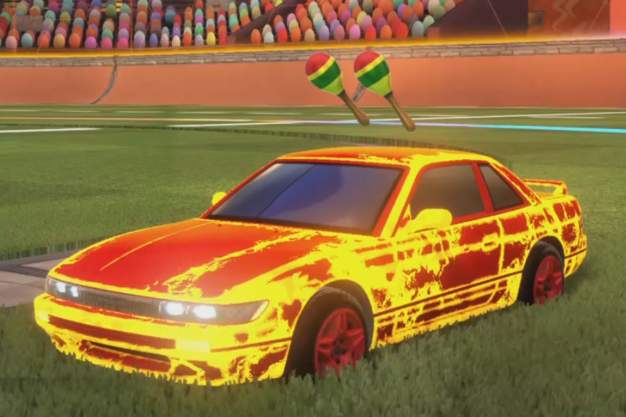 Rocket league Nissan Silvia Crimson design with Estrella,Lava,Fire God,Maracas,Corbital