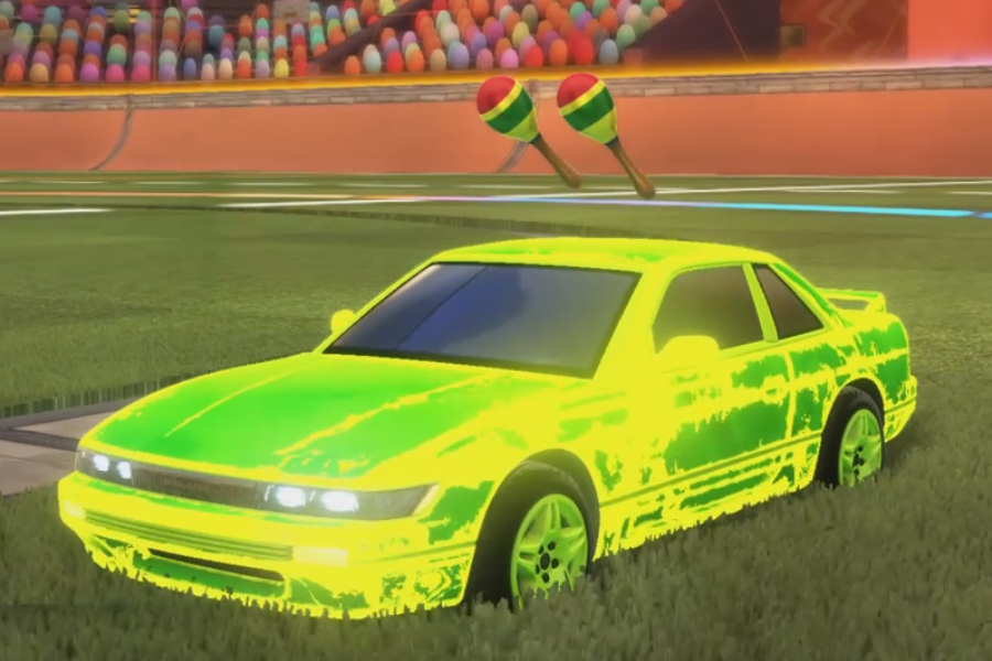 Rocket league Nissan Silvia Lime design with Estrella,Lava,Fire God,Maracas,Corbital