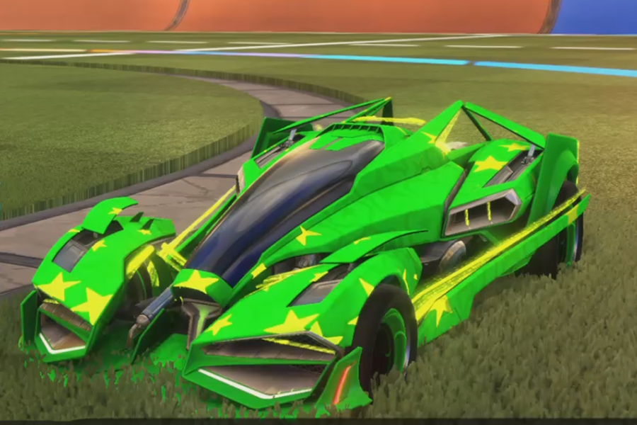 Rocket league Artemis Gxt Forest Green design with Maelstrom,Laser-Light,Starpower,Smoketrail