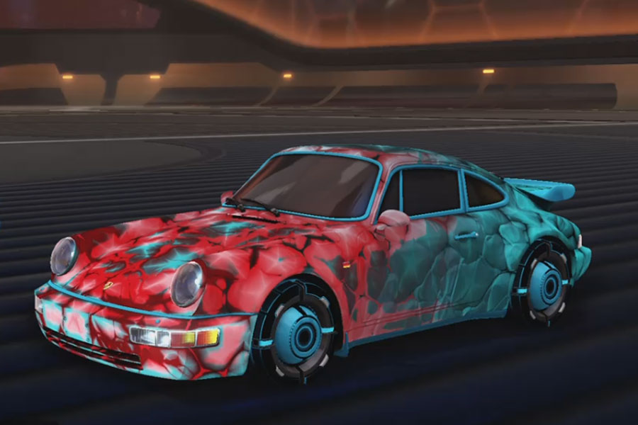 Rocket league Porsche 911 Turbo Sky Blue design with Drwellian:Inverted,Chameleon