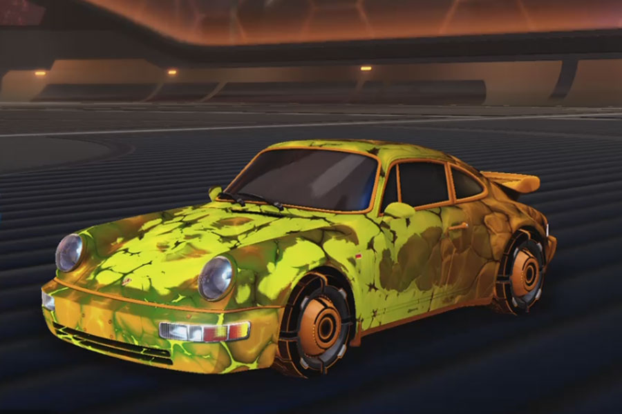 Rocket league Porsche 911 Turbo Orange design with Drwellian:Inverted,Chameleon