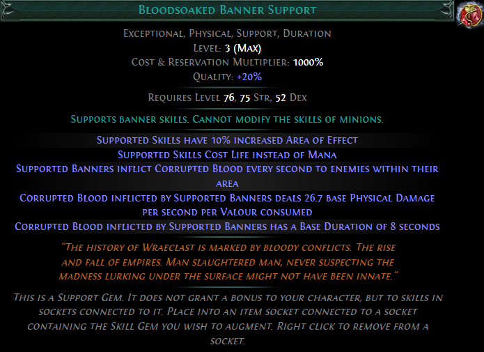 PoE 3.28 Exceptional Support Gems - Bloodsoaked Banner Support