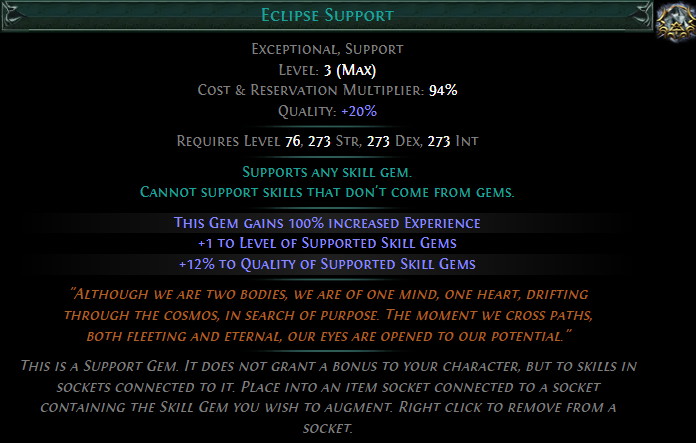 PoE 3.28 Exceptional Support Gems - Eclipse Support