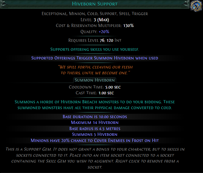 PoE 3.28 Exceptional Support Gems - Hiveborn Support