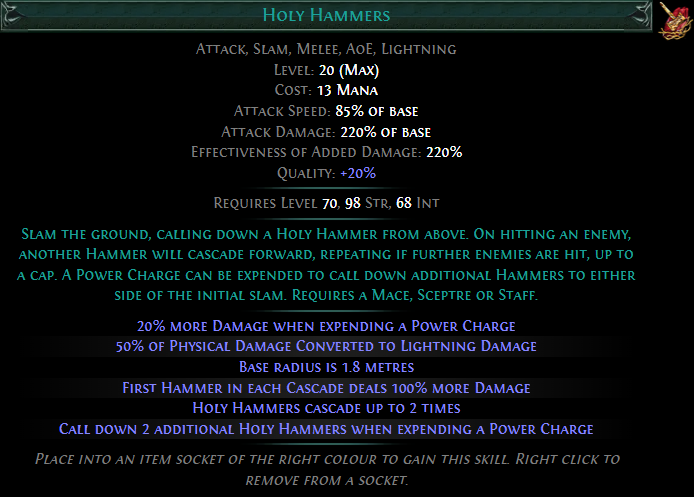PoE 3.28 Holy Skill Gem - Holy Hammers