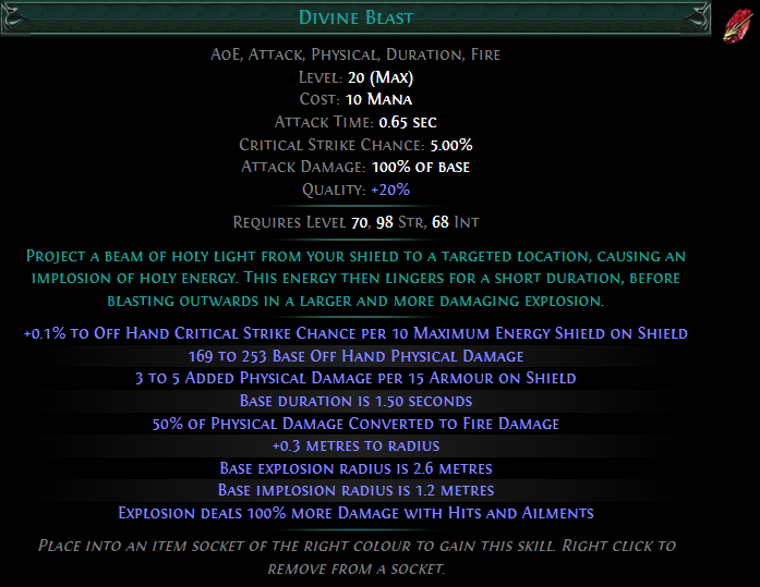 PoE 3.28 Holy Skill Gem - Divine Blast