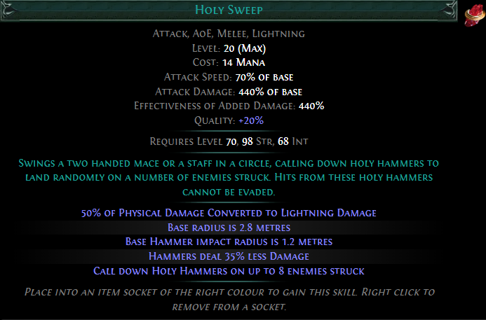 PoE 3.28 Holy Skill Gem - Holy Sweep