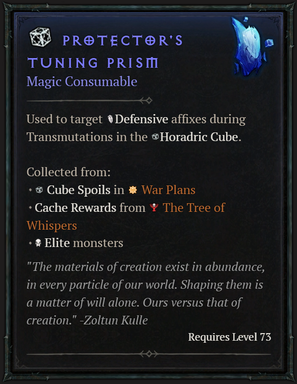 Diablo 4 Protector's Tuning Prism