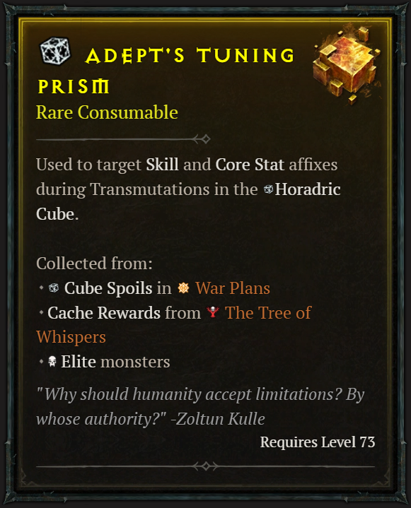 Diablo 4 Adept's Tuning Prism