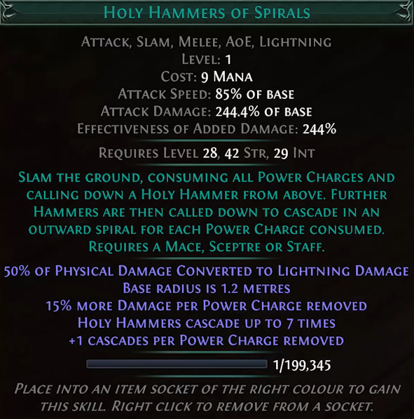 PoE 3.29 New Transfigured Skill Gems - Holy Hammers of Spirals