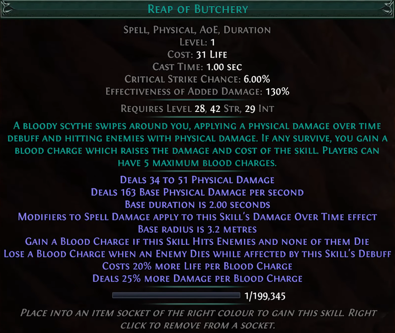 PoE 3.29 New Transfigured Skill Gems - Reap of Butchery
