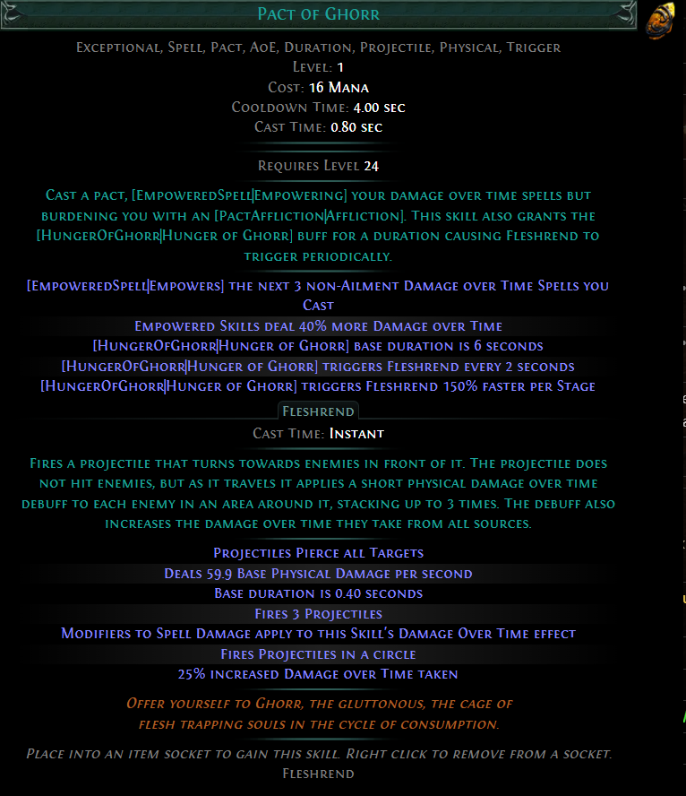 POE 3.29 New Exceptional Skill Gem - Pact of Ghorr
