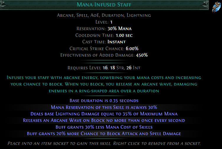 POE 3.29 New Skill Gem - Mana-Infused Staff